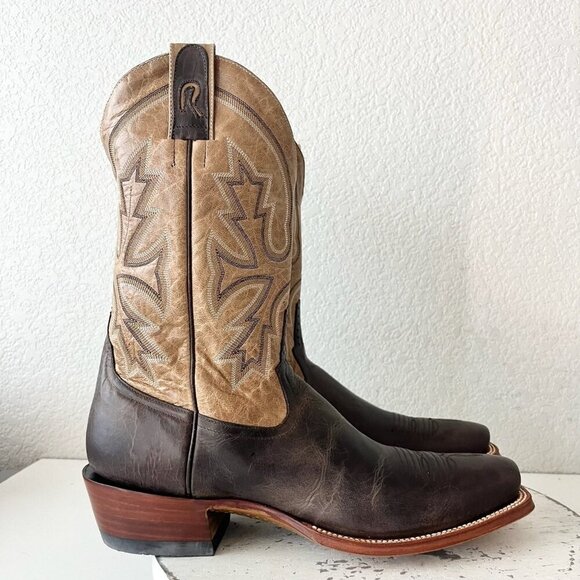 Rod Patrick Mens Cowboy Boots 13AAA Antique Mocha Bison Brown Western Blunt Toe - Picture 2 of 13